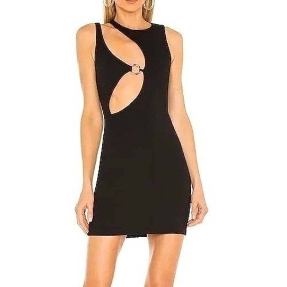 h:ours‎ Safiya Black Cutout O-Ring Bodycon Mini Dress Revolve XS
